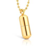 LGT Jewels Collier en acier inoxydable Pill Case Or