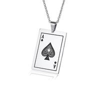 LGT Jewels Collier pour homme en acier inoxydable Ace Of Spades
