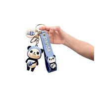 LGWJHCY Bracelet Porte-Clés Panda Football, Avec Bracelet en Métal, Panda Mignon en Peluche pour Homme, Femme, Enfant, Sac à Dos, Clé de Voiture (Cartable Petit Poisson)