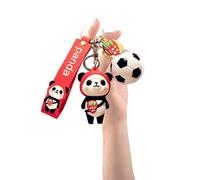 LGWJHCY Bracelet Porte-Clés Panda Football, Avec Bracelet en Métal, Panda Mignon en Peluche pour Homme, Femme, Enfant, Sac à Dos, Clé de Voiture (Cartable Fraise)