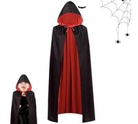LGWJHCY Cape de vampire pour Halloween, unisexe, rouge et noir, cape à capuche double face noire et rouge, pour cosplay, enfants et adultes, 120 cm, noir et rouge, 1