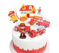 LGWJHCY Décoration de gâteau de pompier, décoration de gâteau d'anniversaire d'enfant, décorations de pompier pour enfants