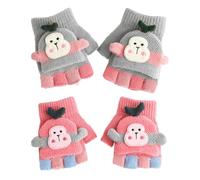 LGWJHCY Gants Demi-Doigts pour Enfants, Gants Thermiques à Rabat, Gants Tricotés pour Enfants, Gants Cartoon pour Garçons et Filles, Convient aux Activités Plein Air et à L'école