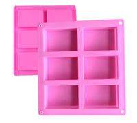 LGWJHCY Lot de 2 moules à savon, rectangulaires, en silicone, pour faire maison, 6 cavités carrées, pour gelée, glace, gâteau, chocolat.