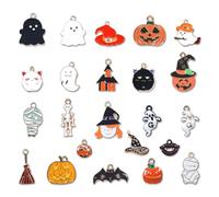 LGWJHCY Lot de 23 breloques d'Halloween pour la fabrication de bijoux - Crâne fantômes sorcières chapeau momies balai citrouille fantôme Halloween décorations charme pendentif pour bijoux bracelet