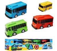 LGWJHCY Lot de 4 voitures de bus - Grande traction - Jouet créatif pour garçons et filles - Décoration de fête - Cadeau d'anniversaire (7 cm)