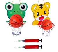 LGWJHCY Mini kit de basket-ball d'intérieur pour enfants - 2 cerceaux et ballons de basket-ball, tigre et grenouille de dessin animé, jouet de sport portable, intérieur pour enfants âge 2, 3, 4, 5, 6