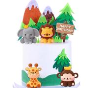 LGWJHCY ofAnimals Lot de 5 décorations de gâteau d'animaux, décoration de gâteau zoo, animaux de la jungle, animaux de la forêt, décoration de gâteau d'anniversaire pour enfants