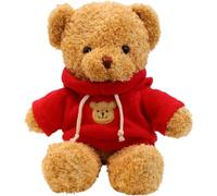 LGWJHCY Ours en Peluche Peluche Jouet, 30cm Ours en Peluche avec Patte à Capuche Impression Jouet, Peluche Jouet, Mignon Jouet en Peluche Cadeau (Rouge)