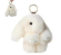 LGWJHCY Porte-clés lapin en peluche, joli porte-clés en forme de lapin en peluche pompon décoration pour Pâques, enfants, filles (blanc)
