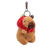 LGWJHCY Porte-Clés Peluche Capybara, Jouet en Peluche Capybara, Porte-Clés Animal en Peluche, Peluches Réalistes en Capybara Peluche, Cadeau D'anniversaire pour Enfants.（Fraise）