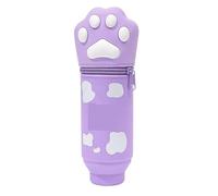 LGWJHCY Trousse à Crayons télescopique en Silicone Souple Kawaii Chat Porte-Stylo Fermeture éclair Sac de Rangement pour Enfants, Animal, Pourpre, Kawaii