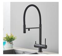 LGYGMD de Cuisine filtré Noir, Pure extractible, Robinet d'évier en Laiton à Double poignée, Eau Potable Chaude Froide, robinets mélangeurs purifiés