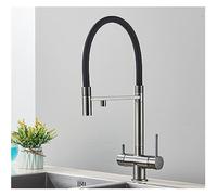 LGYGMD de Cuisine filtré Noir, Pure extractible, Robinet d'évier en Laiton à Double poignée, Eau Potable Chaude Froide, robinets mélangeurs purifiés