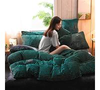 LGYKUMEG Ensemble de literie Double Polaire, Housse de Couette Douce côtelée Velours Corail Hiver Double Face Polaire Velours literie Housse de Couette Flanelle,Vert,220 * 240cm