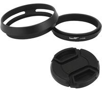 LH-X53B Pare-soleil 3 en 1 avec bague d'adaptation et capuchon à clipser pour appareil photo Fujifilm X100VI Fuji FinePix X70 X100 X100S X100T X100F X100V Noir Remplace Fujifilm LH-X100