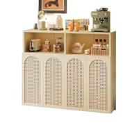 Lh7sRc3kH Buffet Placard Retro-Style Kitchen Sideboard Living Room Storage Floor-Standing Wall-Mounted Four Doors with Compartments(Blanc)