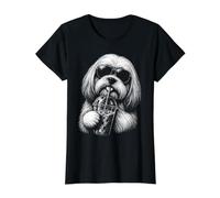 Lhassa Apso Boire du café glacé Funny Dog Lover T-Shirt Graphique avec Valeur