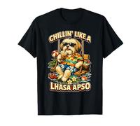 Lhassa Apso Boire du café glacé sur Une balançoire DIGOR drôle T-Shirt