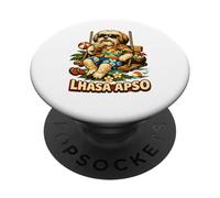 Lhassa Apso Buvant du café glacé sur Une balançoire DIGOR PopSockets PopGrip Adhésif