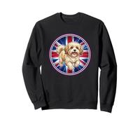 Lhassa Apso Chien Mignon et drôle Drapeau du Royaume-Uni Sweatshirt