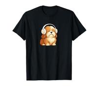 Lhassa Apso Chien Portant des écouteurs - Chien drôle Maman Papa T-Shirt