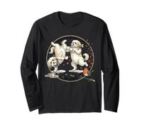 Lhassa-Apso Chiens Dansant Amoureux avec Tasse de café Le Matin Manche Longue