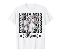 Lhassa Apso Maman Chien Mama Fête des Mères Coquette Noeud Rose T-Shirt