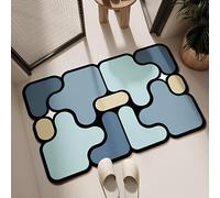 Lhayeu Tapis antidérapant unique en diatomite pour salle de bain - Motif cubes puzzle 3D - Séchage rapide - 40 x 90 cm - Cube bleu brumeux