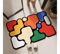 Lhayeu Tapis antidérapant unique en diatomite pour salle de bain - Motif cubes puzzle 3D - Séchage rapide - 40 x 60 cm - Cube arc-en-ciel