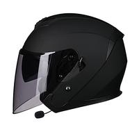 LHBM Casque de Moto Jet Adultes Ouvert Double Visière, Micro Intégré, ECE H, Taille L=59-60cm
