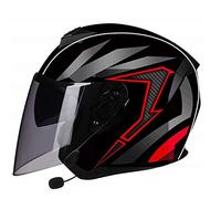 LHBM Casque de Moto Jet Bluetooth pour Adultes, Ouverte avec Double Visière et Microphone Intégré pour Réponse Automatique, ECE Homologué L, M=57-58cm