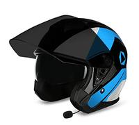 LHBM Casque de Moto Jet Bluetooth pour Adultes, Ouverte avec Double Visière et Microphone Intégré pour Réponse Automatique, ECE Homologué B, M=57-58cm