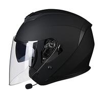 LHBM Casque de Moto Jet Bluetooth pour Adultes, Ouverte avec Double Visière et Microphone Intégré pour Réponse Automatique, ECE Homologué G, M=57-58cm