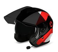 LHBM Casque de Moto Jet Bluetooth pour Adultes, Ouverte avec Double Visière et Microphone Intégré pour Réponse Automatique, ECE Homologué D, XL=61-62cm