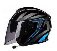 LHBM Casque de Moto Jet Bluetooth pour Adultes, Ouverte avec Double Visière et Microphone Intégré pour Réponse Automatique, ECE Homologué K, L=59-60cm