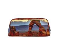 LHBWCVN Arches National Park Trousse à crayons de grande capacité en cuir pour homme et femme - Trousse de toilette de voyage avec fermeture éclair - Grande ouverture, Or, One Size