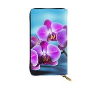 Lhbwcvn Beau portefeuille orchidée pour homme et femme - Portefeuille en cuir avec blocage RFID - Grande capacité - Porte-cartes de crédit - Porte-monnaie avec fermeture éclair - Support de téléphone