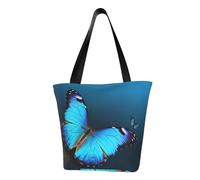 LHBWCVN Beau sac fourre-tout à motif papillon bleu pour femme avec poignée sur le dessus, grand sac besace à bandoulière, sac à main décontracté, sac de courses esthétique, sac d'épicerie, sac de