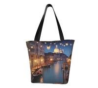 LHBWCVN Beau sac fourre-tout Venice at Night pour femme avec poignée sur le dessus, grand sac à main décontracté, sac de courses esthétique, sac d'épicerie, sac de travail, sac de voyage, sac de plage