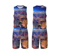 LHBWCVN Beauty Grand Canyon Maillot de basket-ball pour homme 2 pièces avec gilet de basket-ball et short de sport, Noir, X-Large-5X-Large