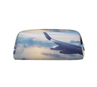LHBWCVN Belle trousse à crayons en cuir motif avion Sky de grande capacité, trousse de maquillage esthétique, pour hommes et femmes, trousse de toilette de voyage avec fermeture éclair, grande