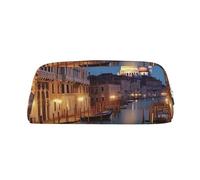LHBWCVN Belle trousse à crayons Venice at Night de grande capacité - Trousse à crayons esthétique en cuir pour homme et femme - Trousse de toilette de voyage avec fermeture éclair - Grande ouverture