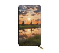 Lhbwcvn Belle vue des Pays-Bas Portefeuille pour homme et femme Embrayage RFID Portefeuille en cuir Grande capacité Porte-cartes de crédit Porte-monnaie avec fermeture éclair Support de téléphone Long
