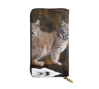 Lhbwcvn Canada Lynx - Portefeuille pour homme et femme - Portefeuille en cuir avec blocage RFID - Grande capacité - Porte-cartes de crédit - Porte-monnaie avec fermeture éclair - Porte-téléphone -