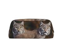LHBWCVN Canada Lynx - Trousse à crayons de grande capacité en cuir pour hommes et femmes, trousse de toilette de voyage avec fermeture éclair, grande ouverture, porte-monnaie, Or, One Size