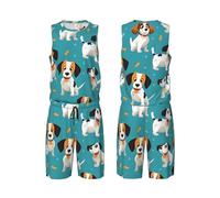 LHBWCVN Cartoon Dog Maillot de basket-ball pour homme 2 pièces avec gilet de basket-ball et short athlétique, Noir, XX-Large-5X-Large