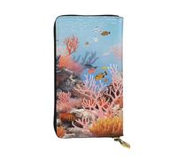 Lhbwcvn Coral Reef - Portefeuille en cuir pour homme et femme avec blocage RFID, grande capacité, porte-cartes de crédit, porte-monnaie avec fermeture éclair, support de téléphone, sac à main de