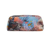 LHBWCVN Coral Reef - Trousse à crayons de grande capacité en cuir pour homme et femme, trousse de toilette de voyage avec fermeture éclair, grande ouverture, porte-monnaie, doré, One Size
