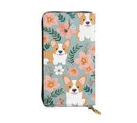 Lhbwcvn Corgi Portefeuille de jardin pour femme et homme avec blocage RFID - Grande capacité - Porte-cartes de crédit - Avec fermeture éclair - Support de téléphone - Long sac à main de voyage, Noir ,